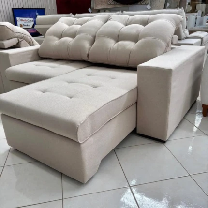 Sofa 2,50m Ferrero em Linho bege (4612) - Imagem 6