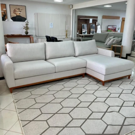 Sofa 3,00m BLINDADO com Chaise Adeso em Linho (3869)