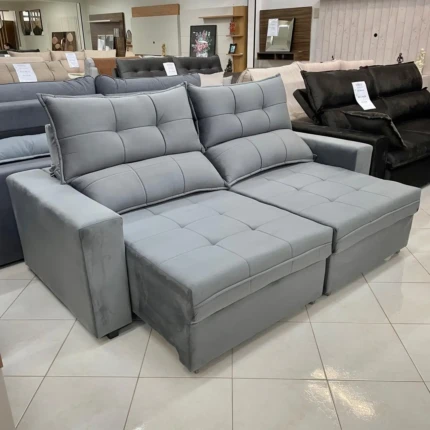 Sofa 2,20m Dubai Veludo Cinza (5930)