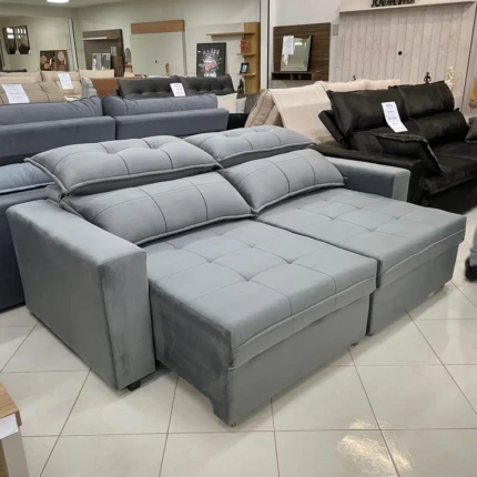 Sofa 2,20m Dubai Veludo Cinza (5930) - Imagem 3