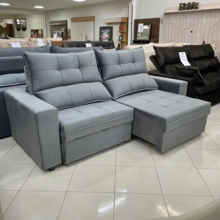 Sofa 2,20m Dubai Veludo Cinza (5930) - Imagem 4