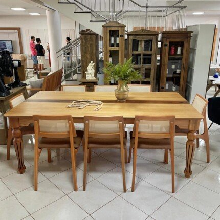 Mesa 2,20m Torneada (4771) com 8 Cadeiras Romana em Tela (5051) - Imagem 3