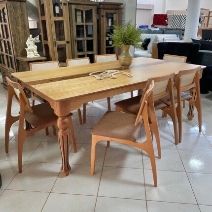 Mesa 2,20m Torneada (4771) com 8 Cadeiras Romana em Tela (5051) - Imagem 5