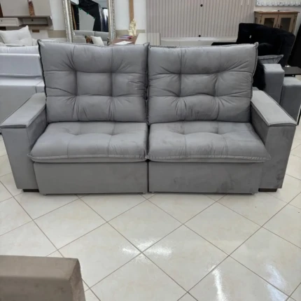 Sofá 2,30m com Porta Copos Valenza Cinza Claro (5899) - Imagem 3