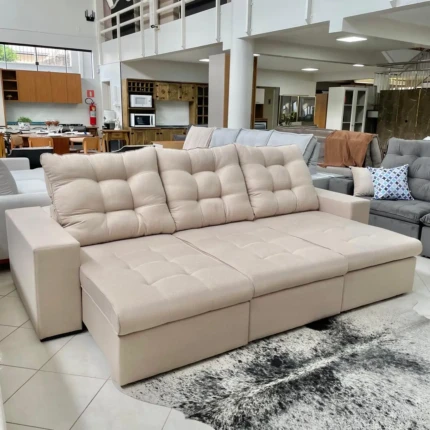 Sofa 2,90m Ferrero em Linho bege (2208) - Imagem 1