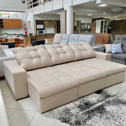 Sofa 2,90m Ferrero em Linho bege (2208) - Imagem 5