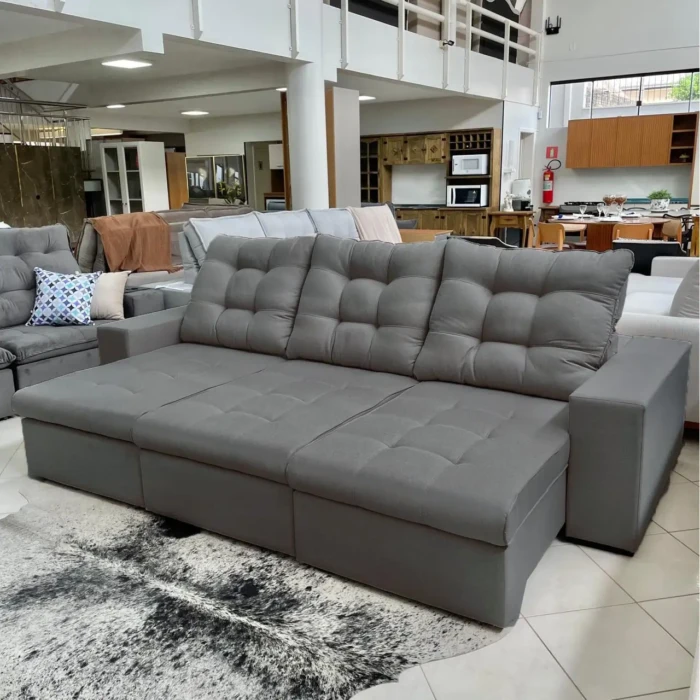 2,90m - Ferrero - Braço RETO - Tecido 1003 Chumbo (CD 6037)