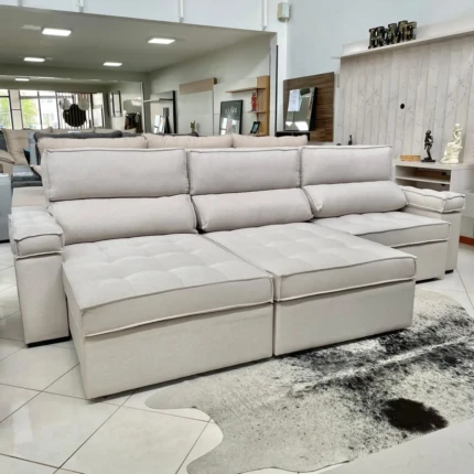 Sofa 3,14m Serenade Linho com Braço Almofadado (1824) - Imagem 4