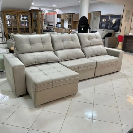 Sofa 3,00m Dubai Veludo Bege (1823) - Imagem 3