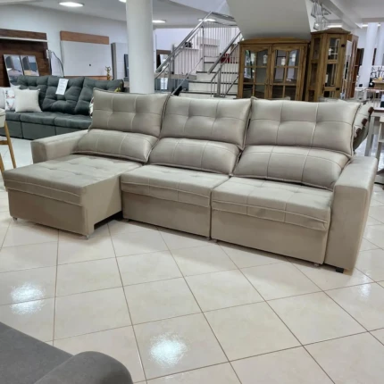 Sofa 3,00m Dubai Veludo Bege (1823) - Imagem 4
