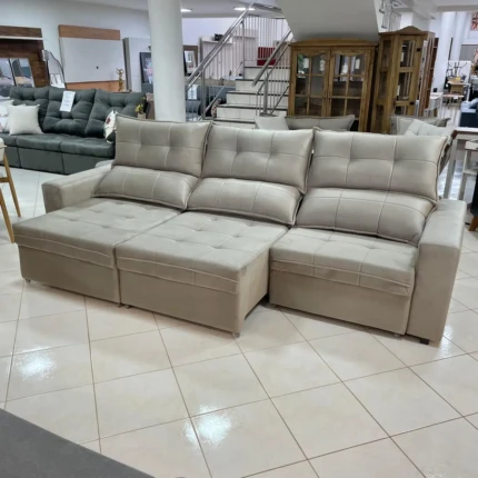Sofa 3,00m Dubai Veludo Bege (1823) - Imagem 5