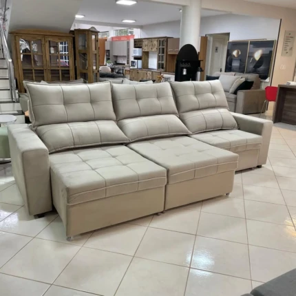 Sofa 3,00m Dubai Veludo Bege (1823) - Imagem 6