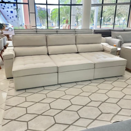 Sofa 3,14m Serenade Linho com Braço Almofadado (5032)