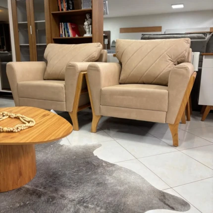 Conjunto Sofa 3 Peças em Couro Omega (4684-5922) - Imagem 3