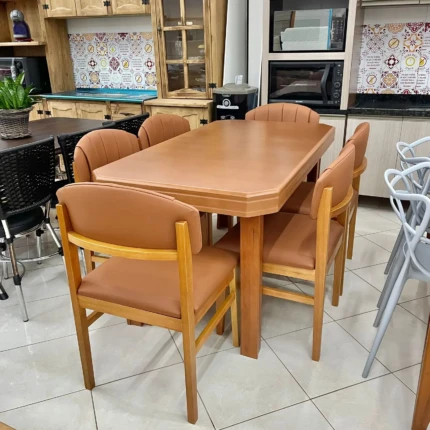 Mesa 1,55m Perola (2600) com 6 Cadeiras Luzia Mel (3429)