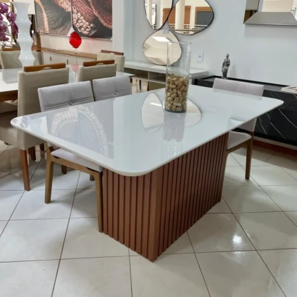 Mesa Canes Ripada 1,70m (1977) com 06 Cadeiras Allegra Cinza (4304) - Imagem 3