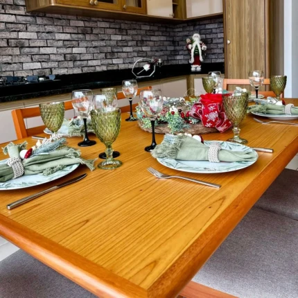 Mesa 1,80m Atlanta Torneada (2184) com 6 Cadeiras Caribe em Linho (6151) - Imagem 4