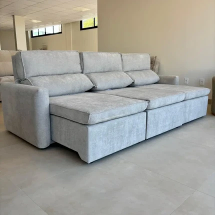 Sofá 2,70m IMPERMEAVEL Santiago Cinza Retrátil (6197)