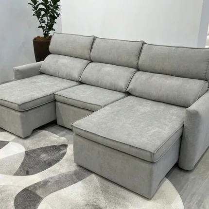 Sofá 2,70m Impermeável Santiago Cinza Retrátil (6197)