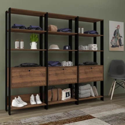 Kit Estante Match 1,89m Madeirado com Preto (1299-3) - Imagem 2