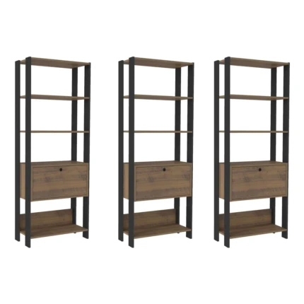 Kit Estante Match 1,89m Madeirado com Preto (1299-3) - Imagem 4