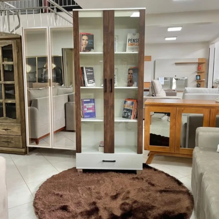 Cristaleira 77cm MDF Off White C57 Dalla Costa (5709)