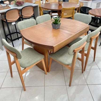 Mesa Extensivel Lorena (5067) com 06 Cadeiras Betina Pistache (2302) - Imagem 4
