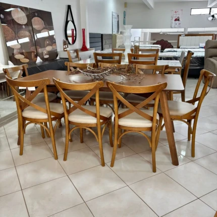 Mesa 1,80m Astra (4818) com 08 Cadeiras Leon X Impermeável (4790)