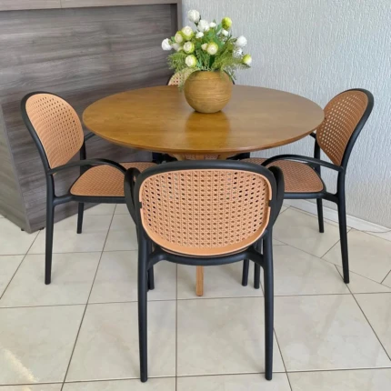 Mesa Redonda 1m (1745) com 4 Cadeiras Portofino Preto (3462) - Imagem 3