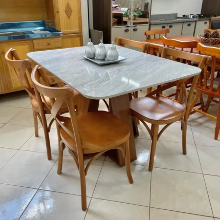 Mesa 1,20m Tampo Quartzo (3198) com 4 Cadeiras Leon X (1477) - Imagem 3