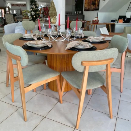 Mesa 1,40m Redonda (1497) com 06 Cadeiras Betina Pistache (2302) - Imagem 4