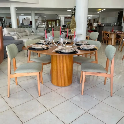 Mesa 1,40m Redonda (1497) com 06 Cadeiras Betina Pistache (2302) - Imagem 3