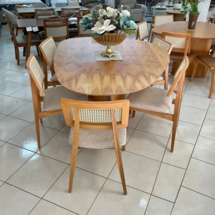 Mesa Organica 1,80m (4215) com 06 Cadeiras Ayla com Tela Natural (2818) - Imagem 5