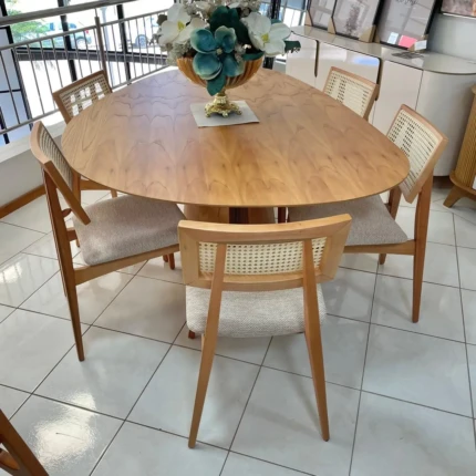 Mesa Organica 1,80m (4215) com 06 Cadeiras Ayla com Tela Natural (2818) - Imagem 6