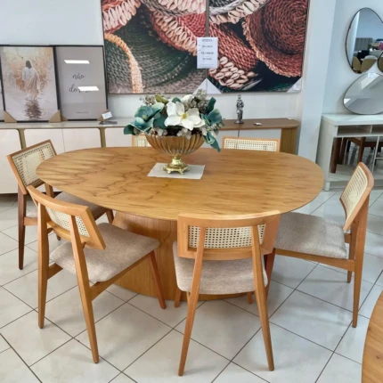 Mesa Organica 1,80m (4215) com 06 Cadeiras Ayla com Tela Natural (2818) - Imagem 3