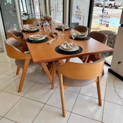 Mesa 2,20m com base Ripada (3779) com 06 Cadeiras Olive Impermeavel Facto (1275) - Imagem 3