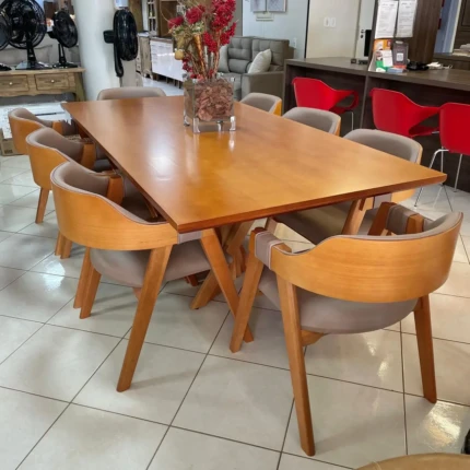 Mesa 2,20m com base Ripada (3779) com 08 Cadeiras Olive Impermeavel Facto (1275) - Imagem 3