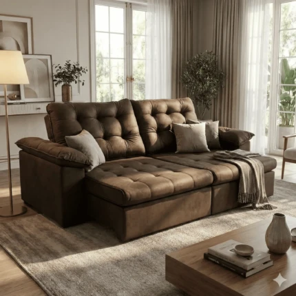 Sofa 2,10m Ferrero com Braços Almofadado Boucle (2565)