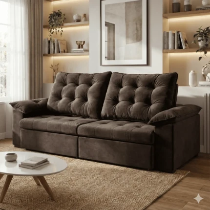 Sofa 2,50m Ferrero com Braços Almofadado em Boucle (4986) - Imagem 2