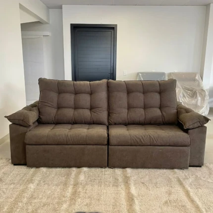Sofa 2,50m Ferrero com Braços Almofadado em Boucle (4986)
