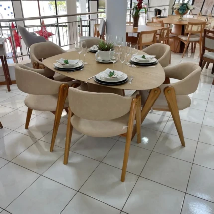 Mesa Organica Mia J Marcon (2975) com 6 Cadeira Camila Omega (3808) - Imagem 3