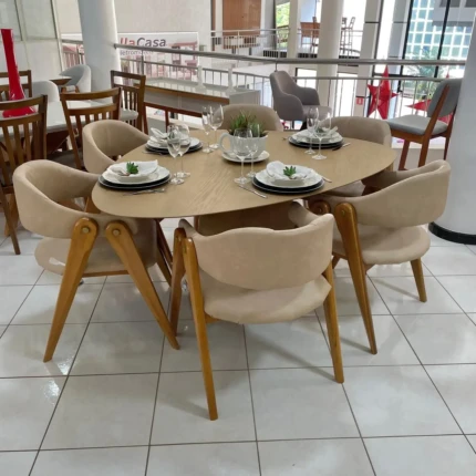 Mesa Organica Mia J Marcon (2975) com 6 Cadeira Camila Omega (3808)