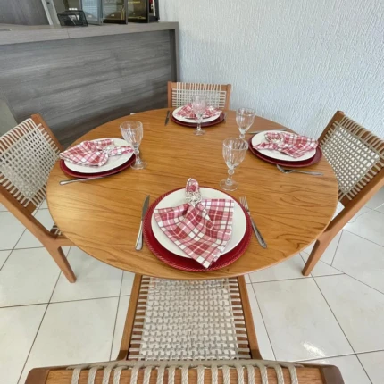 Mesa Redonda 1,20m Cinamomo (2371) com 4 Cadeiras com Corda Nautica (5180) - Imagem 3