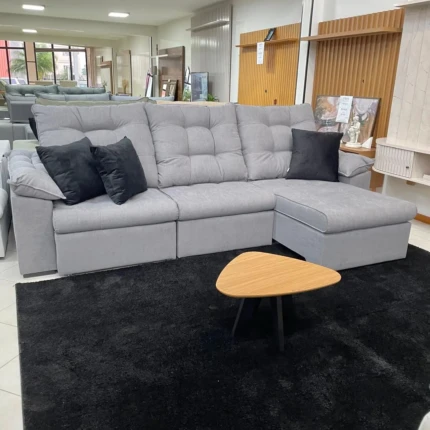 Sofa 2,90m Ferrero com Braços Almofadado Boucle Cinza (4035) - Imagem 3