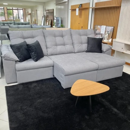 Sofa 2,90m Ferrero com Braços Almofadado Boucle Cinza (4035) - Imagem 4