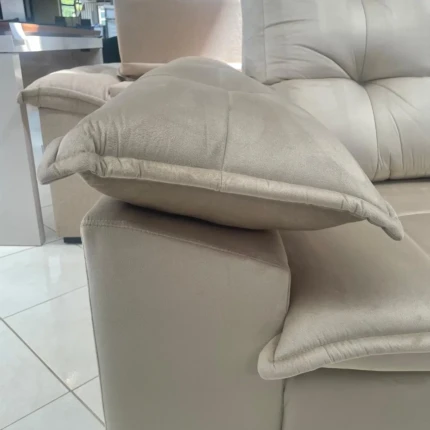 Sofa 2,50m Italia Retratil Veludo Bege (1256) - Imagem 3