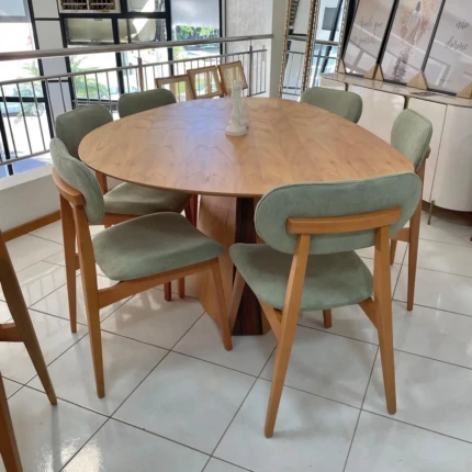 Mesa Organica 1,80m (4215) com 06 Cadeiras Betina Pistache (2302) - Imagem 3