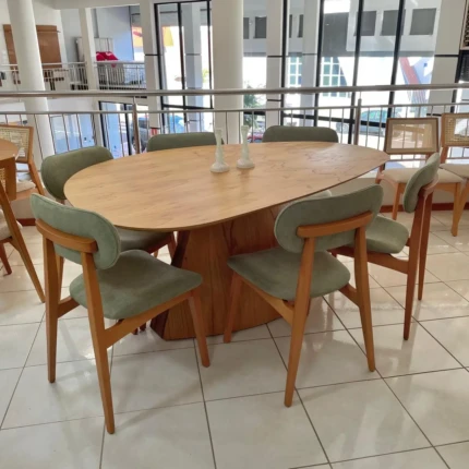 Mesa Organica 1,80m (4215) com 06 Cadeiras Betina Pistache (2302)
