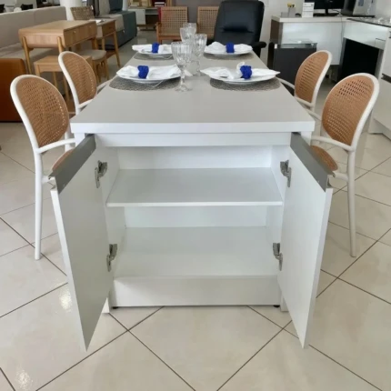 Bancada 1,85m com 2 Portas (5077) com 04 Cadeiras com Braço Nude (3877) - Imagem 3