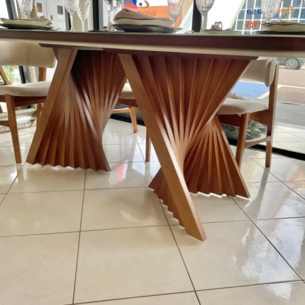 Mesa 2,00m Yara com Vidro (2027) com 06 Cadeiras Dior Nobre (3245) - Imagem 4